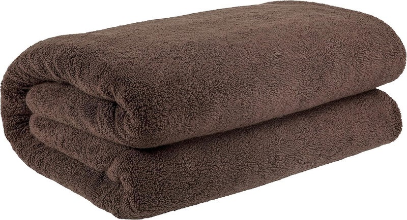 TIQH 100% Organic Cotton Highly Absorbent and Quick Dry Extra Large Bath/Beach Towel/Jumbo Bath Sheet Oversized Bath Towel, 36 x 72 inches, Extra Large Beach and Spa Towel (Brown) - Image 4