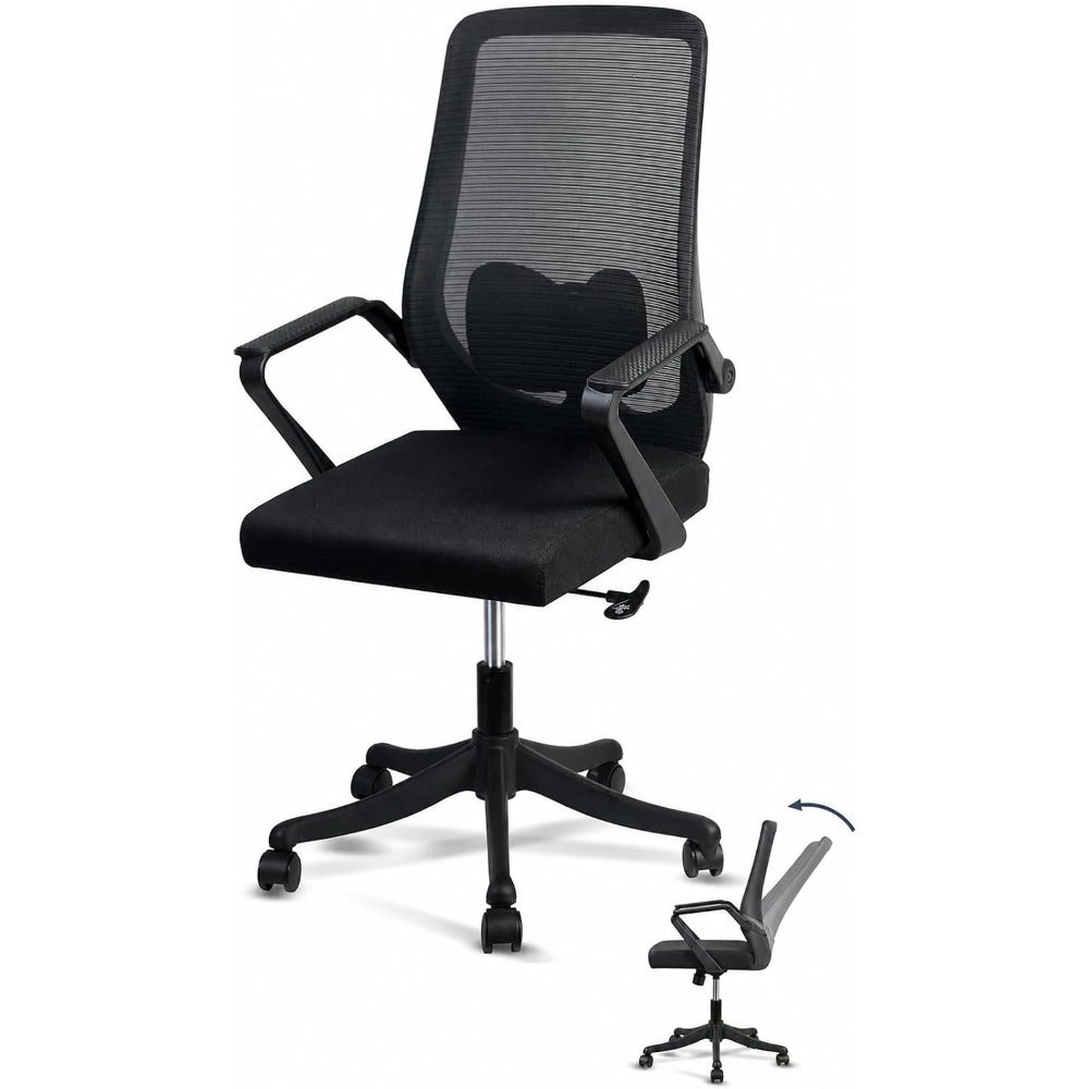 Ergonomic Office Chair Desk Chair Computer Chair Lumbar Support Height Adjustable Large Space Padded Seat Cushion｜with Tilt Back｜Mesh Breathable Backrest｜60 * 57 * 112cm, Black