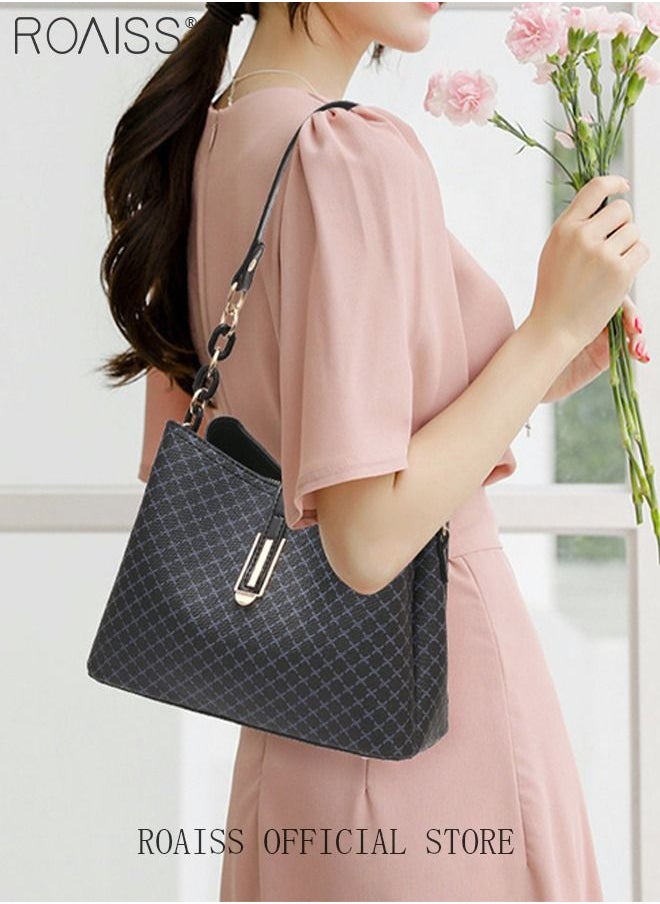 roaiss - PU Leather Handbag Large Capacity Shoulder Bag for Women Black - Image 1