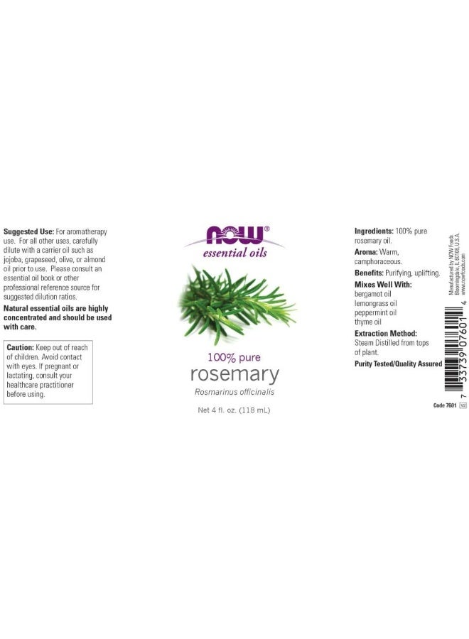 now Now Foods, Essential Oils, Rosemary, 4 fl oz (118 ml) - Image 2
