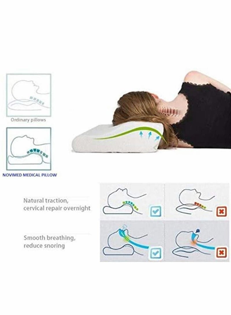 Excefore Memory Foam Pillow, Ergonomic Cervical Pillow for Neck Pain-Orthopedic Contour Pillow for Side Sleepers, Bed Pillow for Sleeping, Sleeper Shoulder Support Back Stomach (White, 50 * 30cm) - Image 4