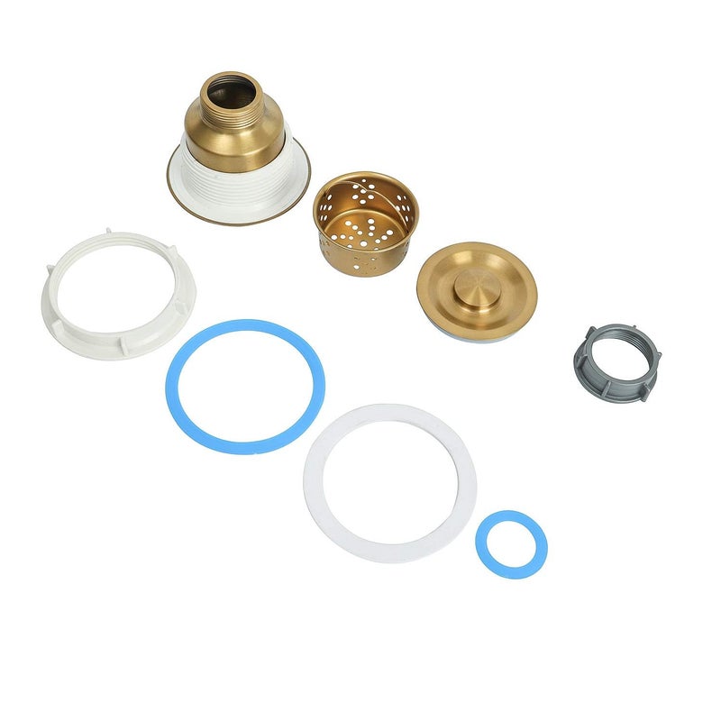 LQS Kitchen Sink Drain Strainer Assembly, Sink Drain 304 Stainless Steel with Removable Deep Waste Basket and Sealing Lid 3-1/2-inch Golden - Image 2