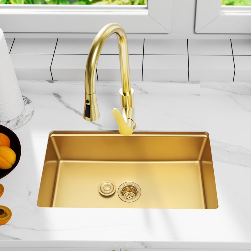 LQS Kitchen Sink Drain Strainer Assembly, Sink Drain 304 Stainless Steel with Removable Deep Waste Basket and Sealing Lid 3-1/2-inch Golden - Image 3
