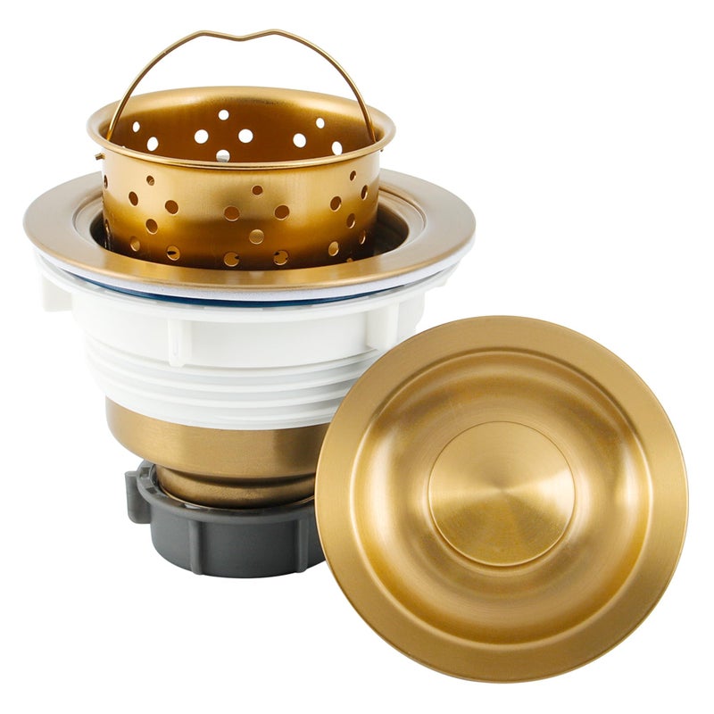 LQS Kitchen Sink Drain Strainer Assembly, Sink Drain 304 Stainless Steel with Removable Deep Waste Basket and Sealing Lid 3-1/2-inch Golden - Image 5
