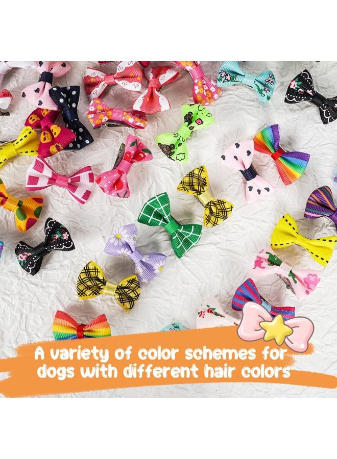 Chenkou Craft 50pcs/25pairs New Dog Hair Bows Clips Small Pet Grooming Products Mix Colors Varies Patterns Pet Hair Bows Dog Accessories - Image 3