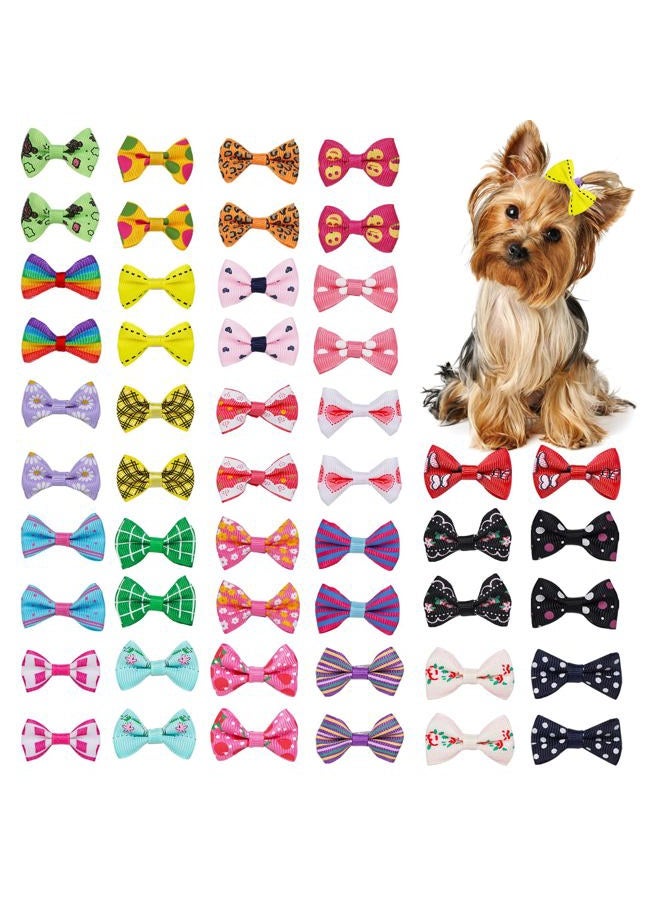 Chenkou Craft 50pcs/25pairs New Dog Hair Bows Clips Small Pet Grooming Products Mix Colors Varies Patterns Pet Hair Bows Dog Accessories - Image 1