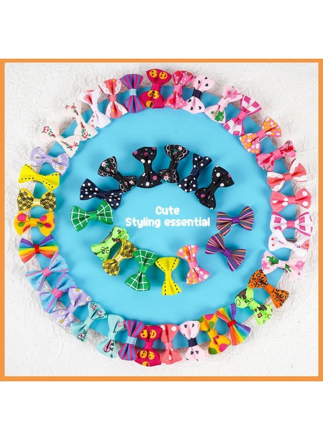 Chenkou Craft 50pcs/25pairs New Dog Hair Bows Clips Small Pet Grooming Products Mix Colors Varies Patterns Pet Hair Bows Dog Accessories - Image 2