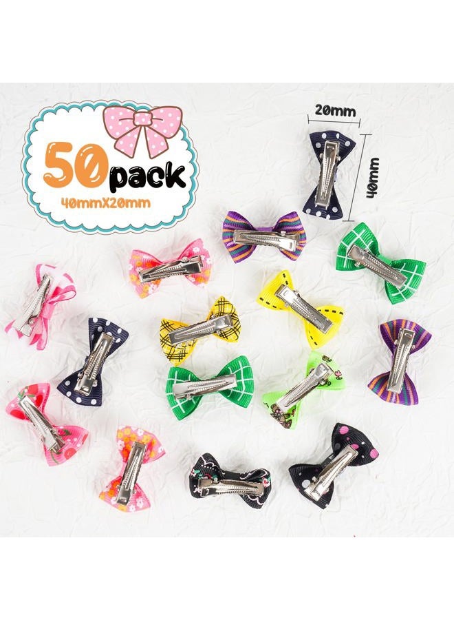 Chenkou Craft 50pcs/25pairs New Dog Hair Bows Clips Small Pet Grooming Products Mix Colors Varies Patterns Pet Hair Bows Dog Accessories - Image 5