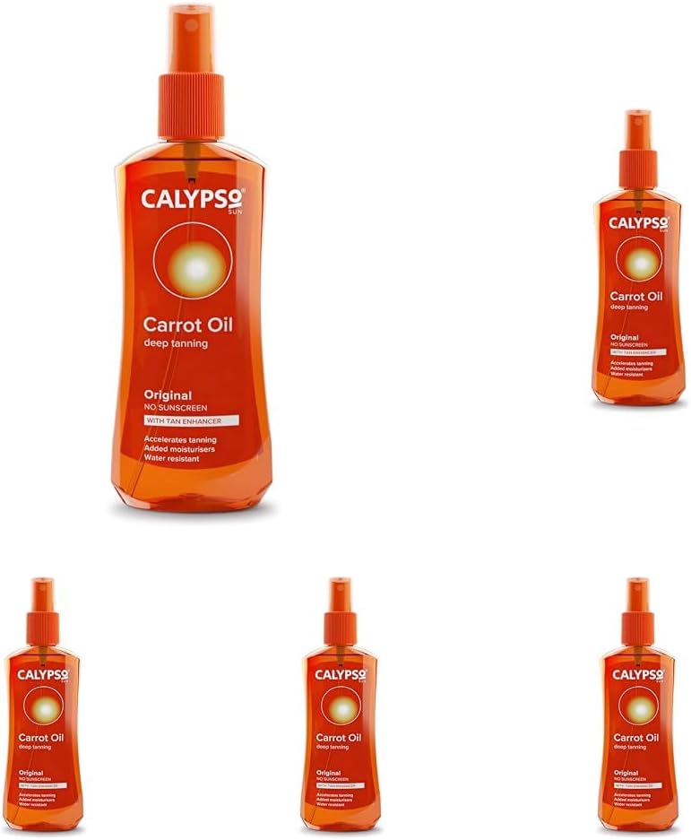 Calypso Original Carrot Oil No SPF Accelerates tanning No Self tan 200ml Pack of 5