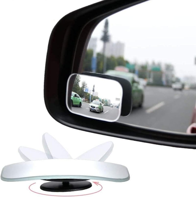 Detachi 3R Car Wide Angle Blind Spot Rear Mirror Rectangle Convex 360 Degree (2 Pcs) for Car Personal & public compatible - Image 1