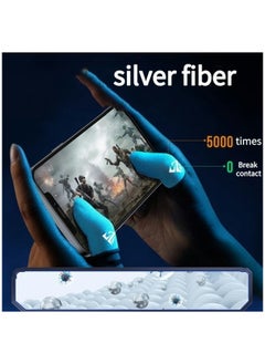 FlyDigi 4 Pack Cloth Game Finger Cots Mobile Game Finger Cots Ultra-thin Material Zero-contact Silver Fiber Breathable Touch Screen Game Finger Gloves with Storage Box  - Image 2