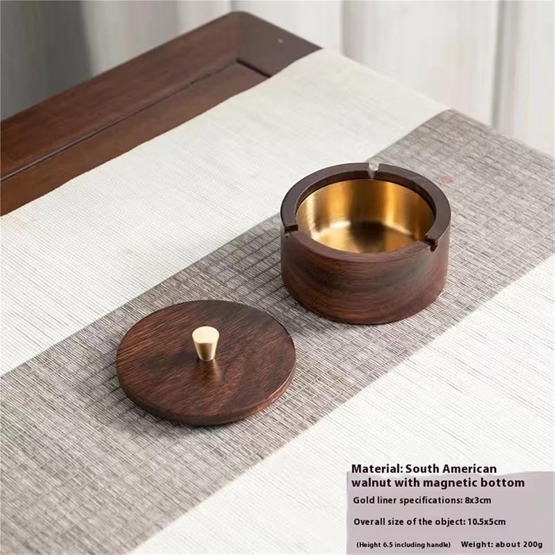 Ashtray Solid Wood Ashtray With Lid, Anti-Flying Ash, High-End Creative Decoration For Home Office Living Room For Smokers Home,Patio,Office,Outdoors,Indoor,Part(Round ashtray,4pcs) - Image 3