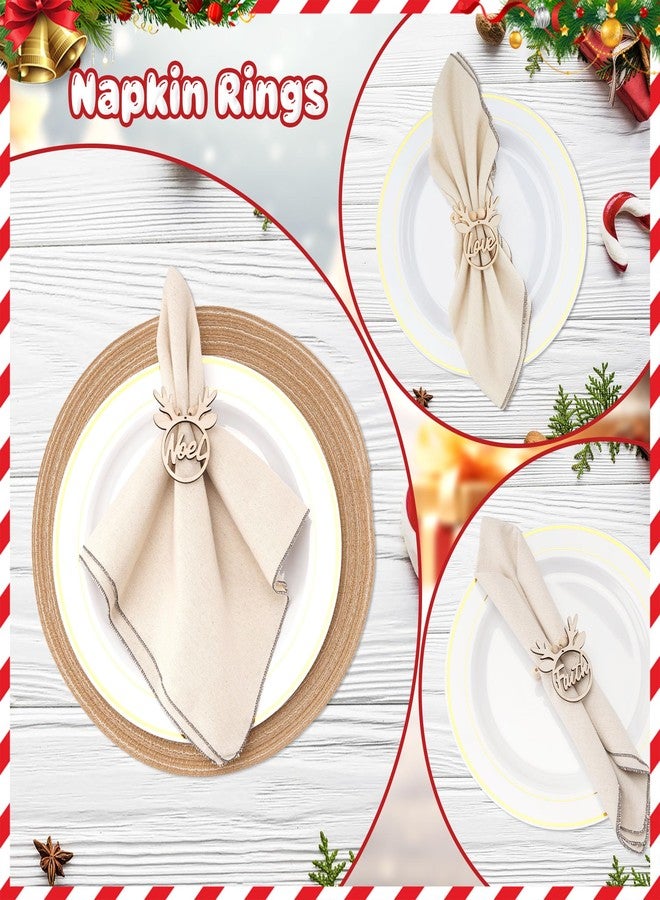 Vynium Christmas Napkin Rings Set of 12, Christmas Wooden Reindeer Napkin Rings for Winter Table Decorations, Wooden Farmhouse Napkins Holder for Xmas Holiday Wedding Party Home Ornaments - Image 5