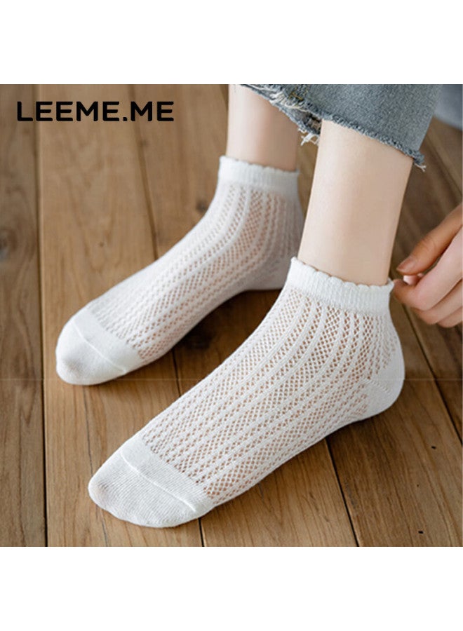 Leeme.me Grain Rice socks Women's Spring And Summer Short Socks Women's Silk Stockings Breathable Casual Socks Ladies Socks 4 White Universal Size - Image 5