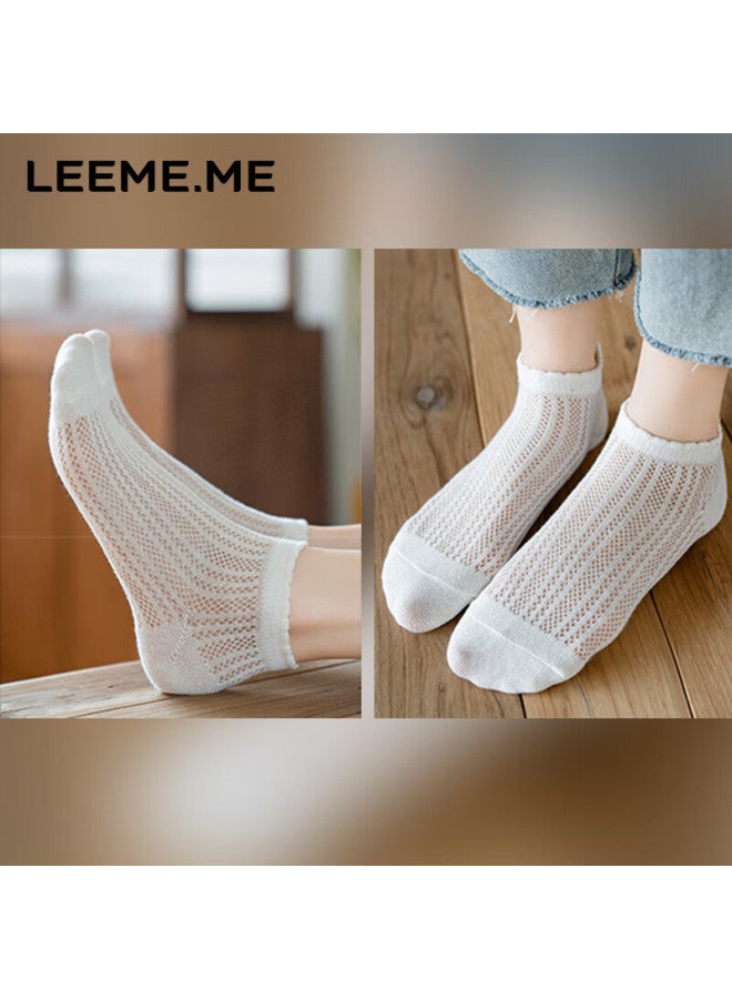 Leeme.me Grain Rice socks Women's Spring And Summer Short Socks Women's Silk Stockings Breathable Casual Socks Ladies Socks 4 White Universal Size - Image 4