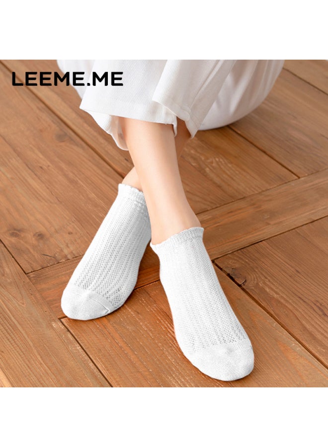 Leeme.me Grain Rice socks Women's Spring And Summer Short Socks Women's Silk Stockings Breathable Casual Socks Ladies Socks 4 White Universal Size - Image 3