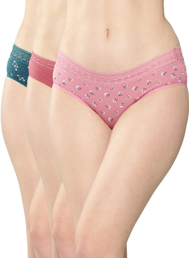 Leading Lady Leading Lady Pack of 3 - Printed Lace Waistband Bikini