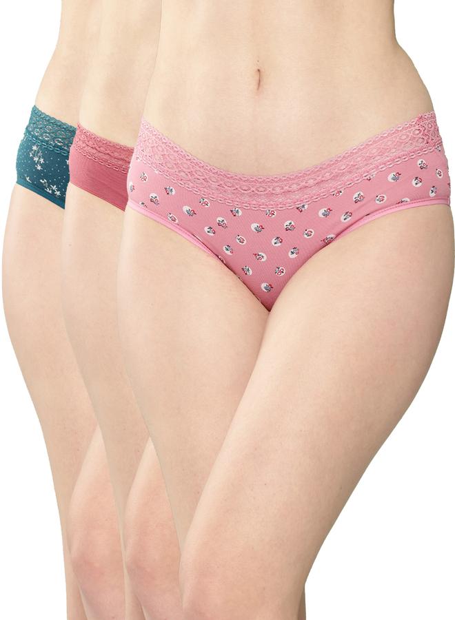 Leading Lady Pack of 3 - Printed Lace Waistband Bikini - Image 1