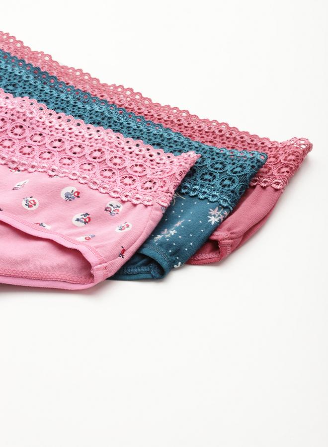 Leading Lady Pack of 3 - Printed Lace Waistband Bikini - Image 5