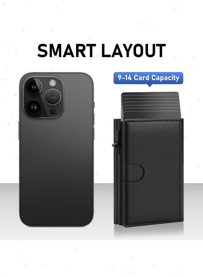 نوتوبوليس محفظة رجالية حافظة بطاقات ائتمان حافظة بطاقات رفيعة من الجلد الصناعي مزودة بتقنية RFID لمنع التسلل محفظة منبثقة للرجال زر إغلاق مغناطيسي ألياف كربونية 10 سم * 7.5 سم * 2.5 سم - Image 5