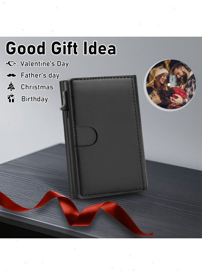 نوتوبوليس محفظة رجالية حافظة بطاقات ائتمان حافظة بطاقات رفيعة من الجلد الصناعي مزودة بتقنية RFID لمنع التسلل محفظة منبثقة للرجال زر إغلاق مغناطيسي ألياف كربونية 10 سم * 7.5 سم * 2.5 سم - Image 3