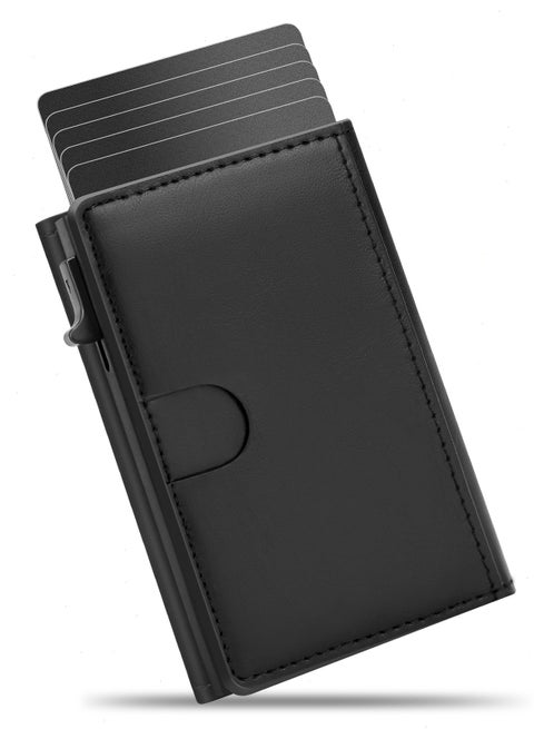 Men Holder Wallet Leather Card Holder Slim Faux RFID Blocking Pop Up Wallet for Men Magnetic Closure Button Carbon Fibre 10cm*7.5cm*2.5cm