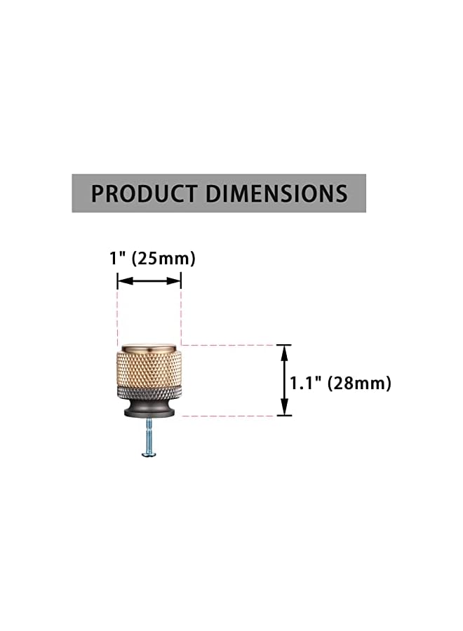 The Bros Cabinet Knobs 6-Pack 1" Aluminum Drawer Knob for Single Hole Kitchen Dresser Knobs with Diamond Pattern (Grey and Gold) - Image 4