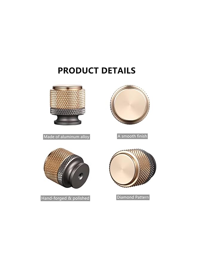 The Bros Cabinet Knobs 6-Pack 1" Aluminum Drawer Knob for Single Hole Kitchen Dresser Knobs with Diamond Pattern (Grey and Gold) - Image 3