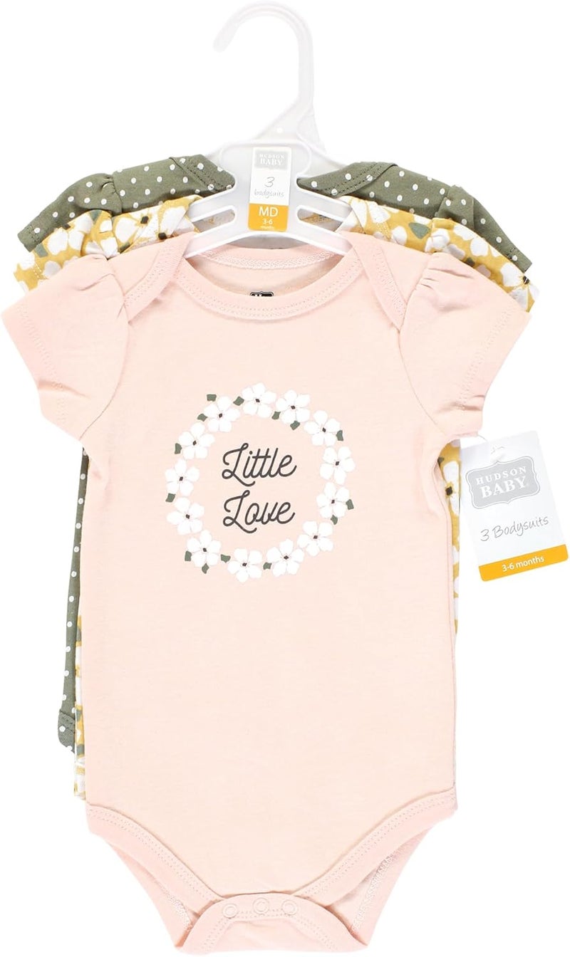 hudson baby Unisex Baby Cotton Bodysuits, Sage Floral Wreath, 3-6 Months - Image 2