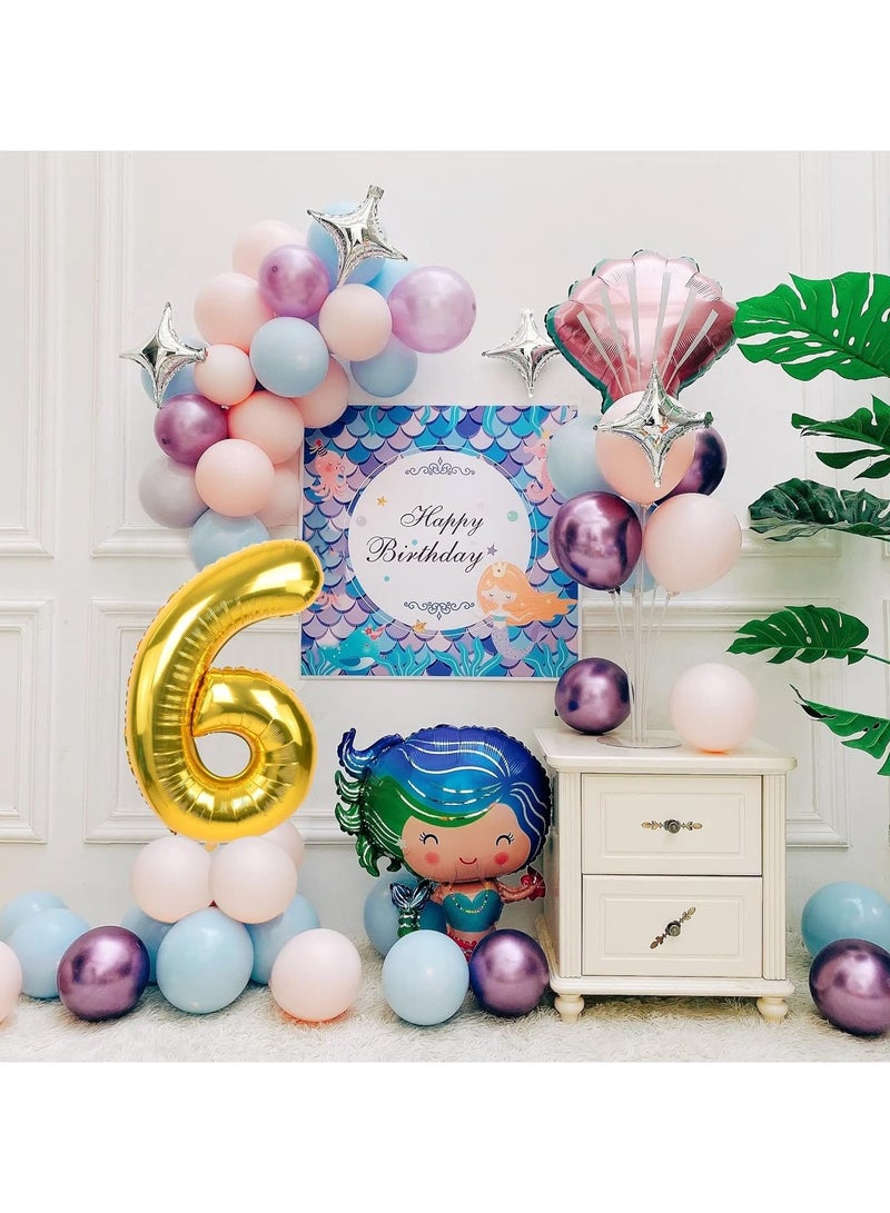 Home zone 40 Inch Gold Digit Helium Foil Birthday Party Balloons Number 6 - Image 2