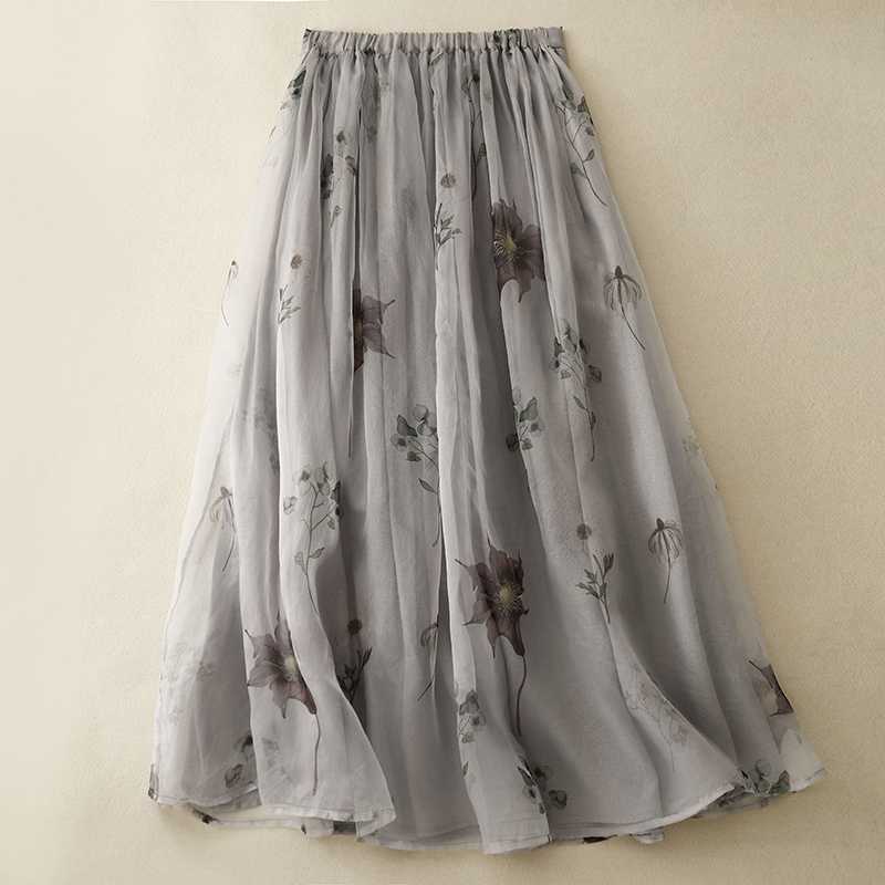 2024 Artistic Vintage Cotton And Linen Plus Size Skirt Loose Casual Double Layer Skirt - Image 5