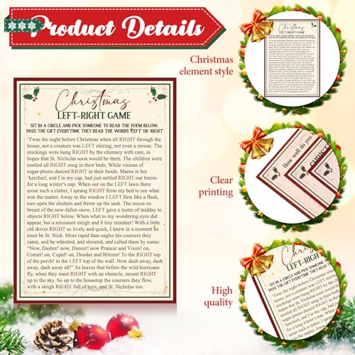 Saypacck 109 Pcs Christmas Trivia Party Game Festival Cards with Pencils Xmas Holiday Guessing Activity for Adult Family Friends Groups Coworkers Annual Festive Events Party Decorations - Image 5