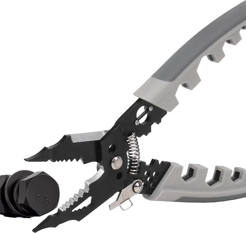 JANCOM 28 in 1 Multifunctional Wire Stripper Professional Wire Stripping Tool Portable Electric Cable Cutter Electrician Crimping Pliers with Metal Locking Buckle for Home Appliance Maintenance - Image 2