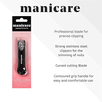 Manicare Toenail Clippers With Cover Stainless Steel For Precise Trimming Of Toenails Professional Blade Catches Nail Clippings Footcare Feet Perfect For Home Or Salon Manicures And Pedicures - Image 3