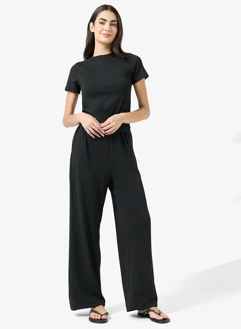 Ginger Basics Soft Comfy Ruched Top & Straight Fit Pant Lounge Set