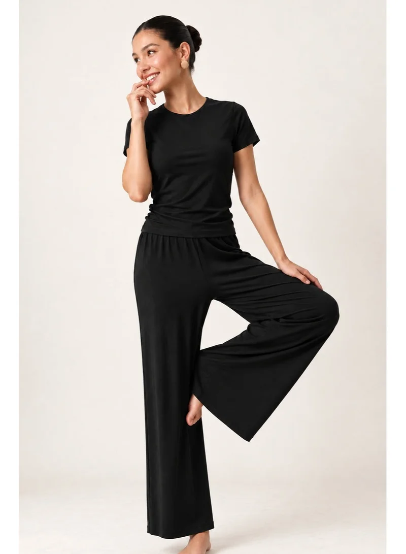 Ginger Basics Soft Comfy Ruched Top & Straight Fit Pant Lounge Set