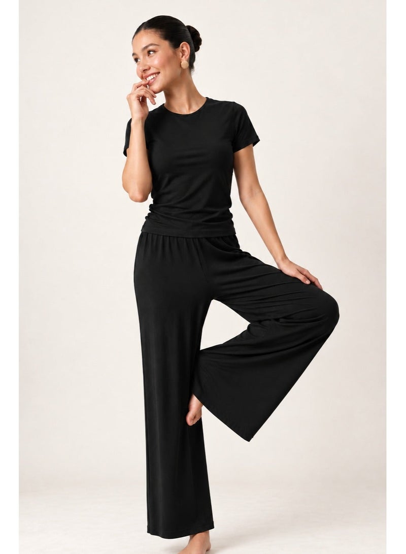 Ginger Basics Soft Comfy Ruched Top & Straight Fit Pant Lounge Set - Image 1