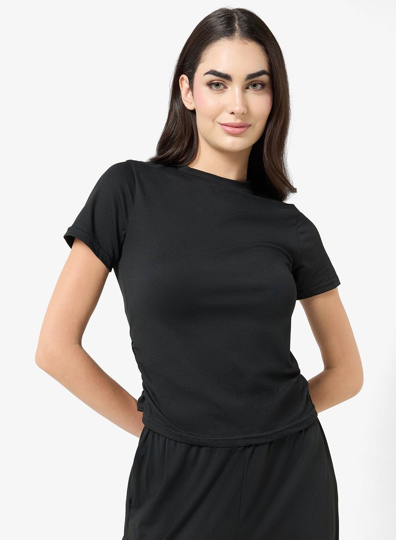 Ginger Basics Soft Comfy Ruched Top & Straight Fit Pant Lounge Set - Image 4