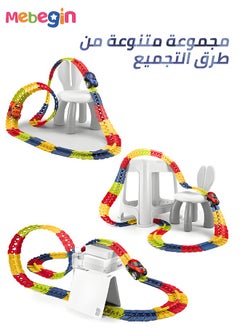 MEBEGIN 145 Pieces Race Track Toys for Kids Boys Flexible Changeable Magic Car Tracks Playset Birthday Gifts Vehicle Toys  - Image 3
