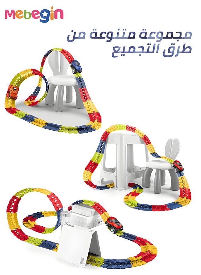 MEBEGIN - 145 Pieces Race Track Toys for Kids Boys Flexible Changeable Magic Car Tracks Playset Birthday Gifts Vehicle Toys - Image 1
