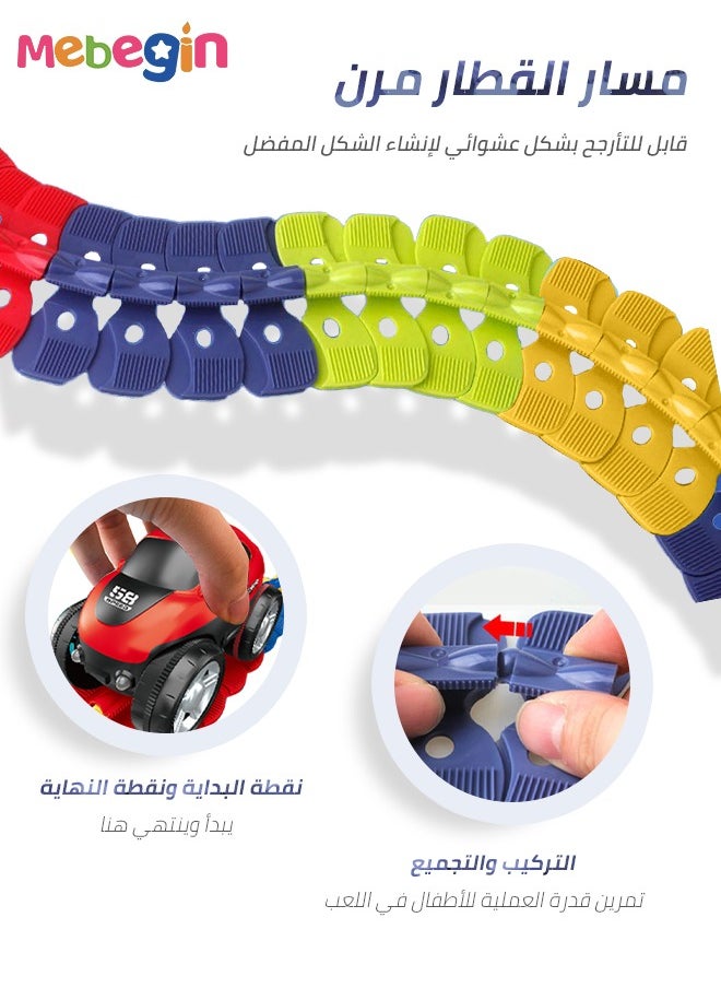 MEBEGIN - 145 Pieces Race Track Toys for Kids Boys Flexible Changeable Magic Car Tracks Playset Birthday Gifts Vehicle Toys - Image 1