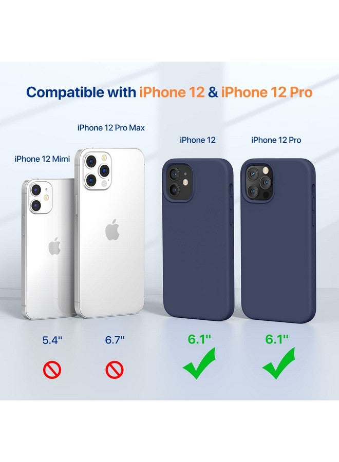 ميراكيس جراب Miracase متوافق مع iPhone 12 وiPhone 12 Pro، جراب من المطاط السائل من السيليكون لحماية الجسم بالكامل ضد الصدمات والسقوط لهاتف iPhone 12/12 Pro مقاس 6.1 بوصة (أزرق داكن) - Image 1