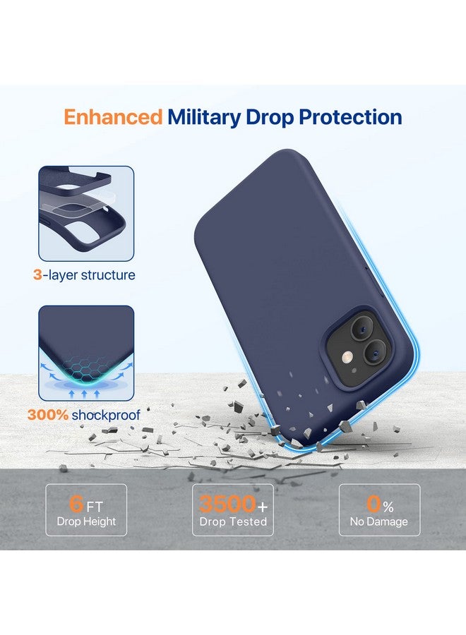 ميراكيس جراب Miracase متوافق مع iPhone 12 وiPhone 12 Pro، جراب من المطاط السائل من السيليكون لحماية الجسم بالكامل ضد الصدمات والسقوط لهاتف iPhone 12/12 Pro مقاس 6.1 بوصة (أزرق داكن) - Image 3