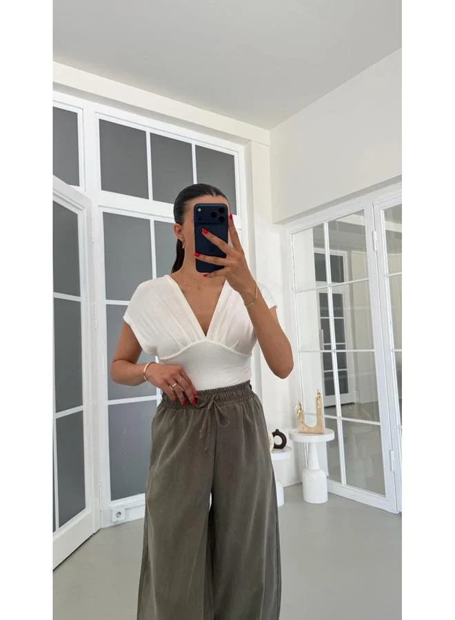 Gaus Khaki MD Equivalent Waist Elastic Tencel Pants GAUS-01848.