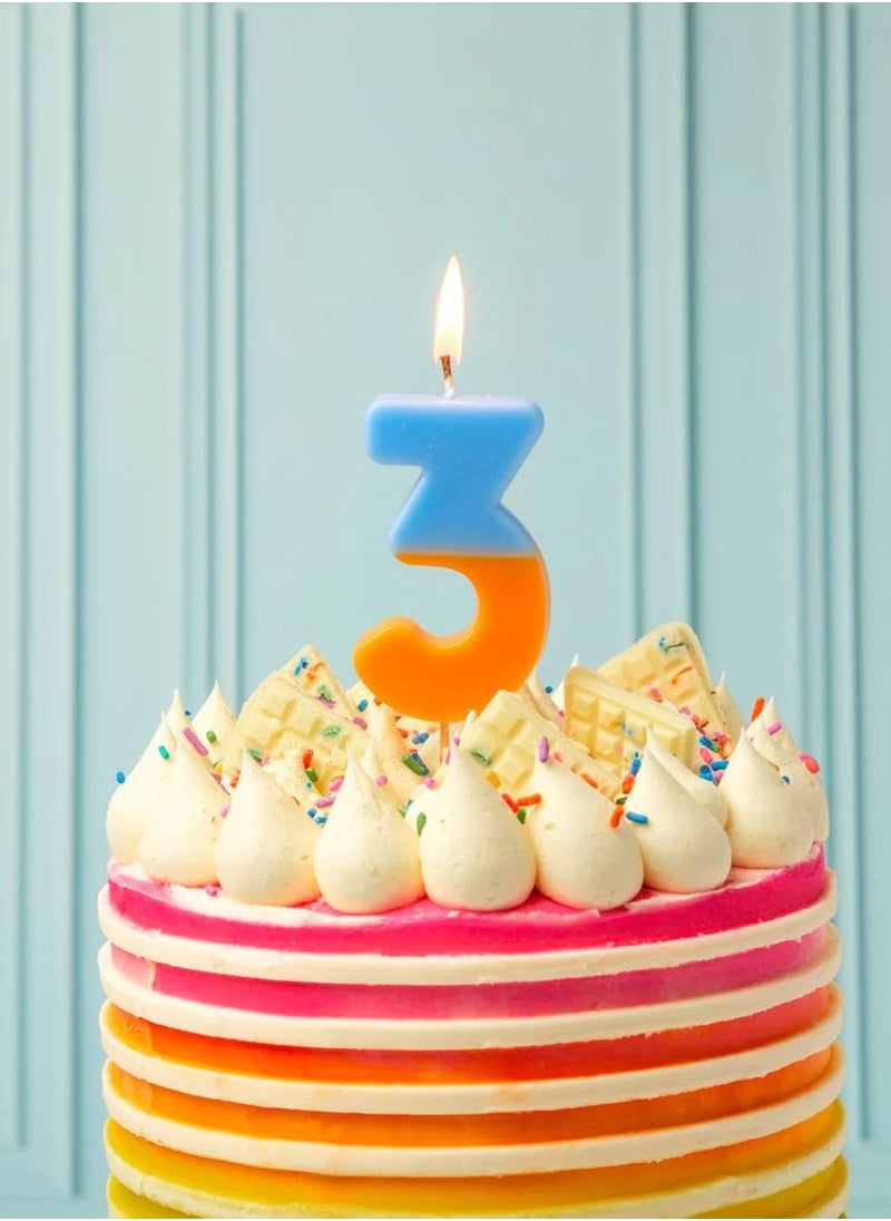 Talking Tables Orange & Light Blue Number Candle - 3  - Image 3