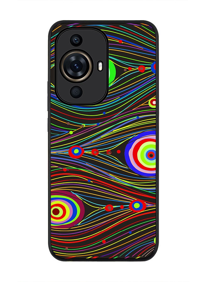 Stylizedd Rugged Black Edge case for Huawei nova 11 Pro, Slim fit Soft Case Flexible Rubber Edges Anti Drop TPU Gel Thin Cover - Peacock Eyes - Image 1
