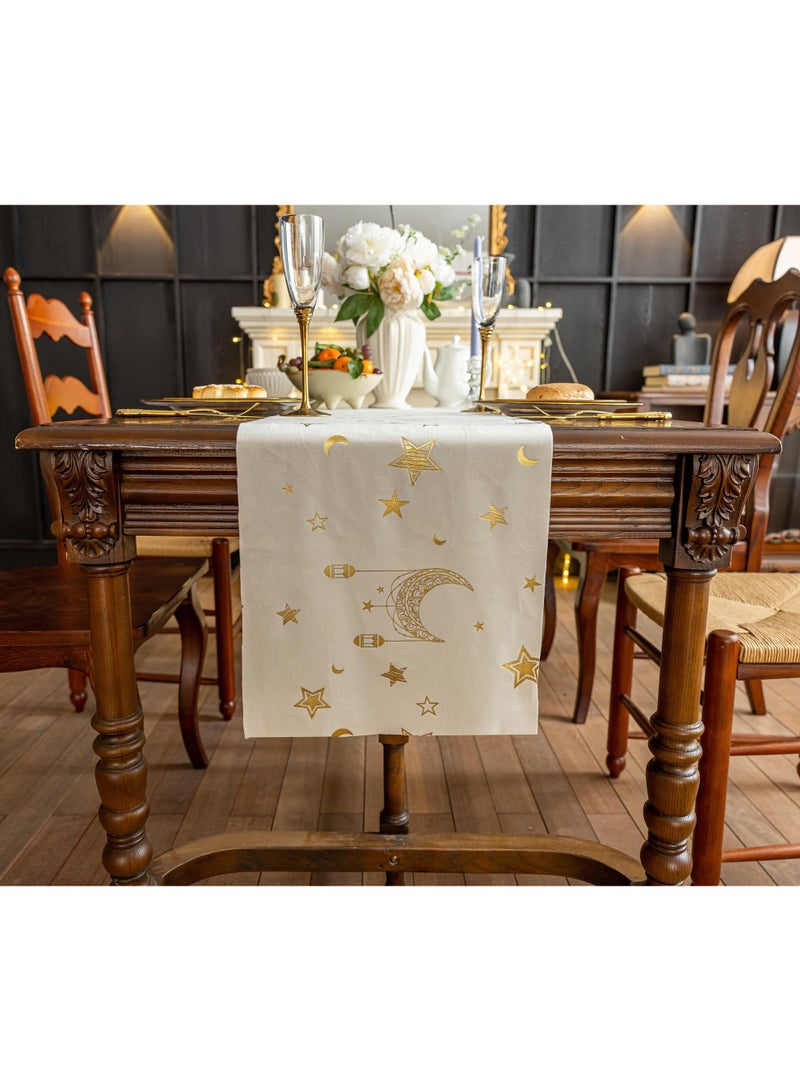 دي آند أل رمضان عيد مبارك عيد الفطر الجدول الجاري النمط القديم عيد الجدول القماش الشريط الطويل للديكور الحزب المنزلي الأبيض - Image 2