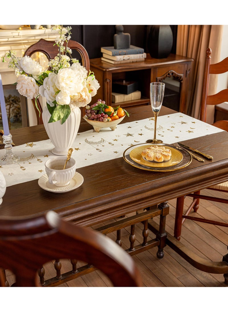 دي آند أل رمضان عيد مبارك عيد الفطر الجدول الجاري النمط القديم عيد الجدول القماش الشريط الطويل للديكور الحزب المنزلي الأبيض - Image 3