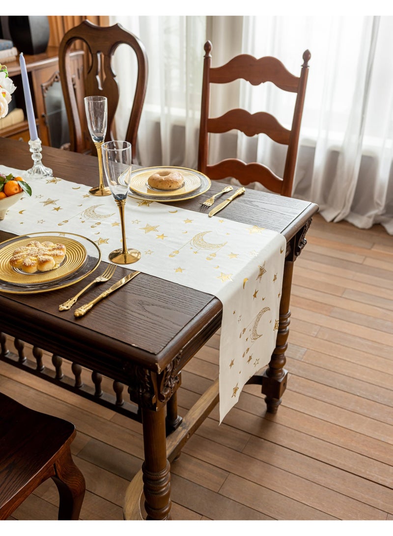 دي آند أل رمضان عيد مبارك عيد الفطر الجدول الجاري النمط القديم عيد الجدول القماش الشريط الطويل للديكور الحزب المنزلي الأبيض - Image 5