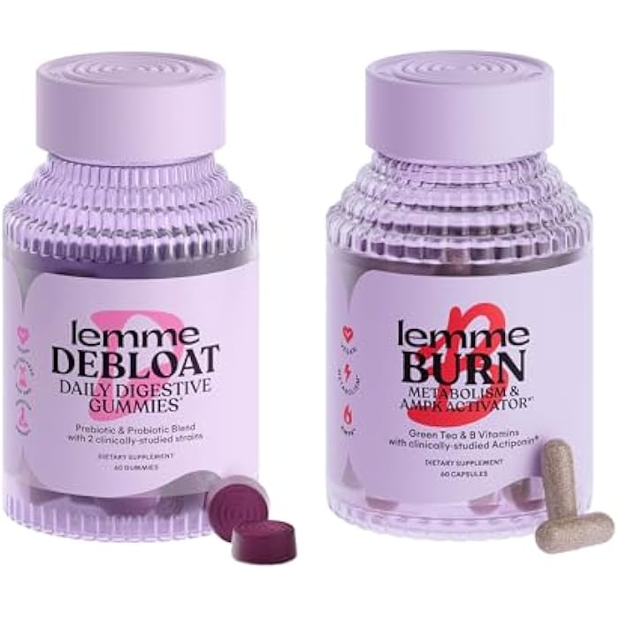 Lemme إزالة الانتفاخ وحرق الدهون - دعم الأيض، دعم الانتفاخ، صحة الأمعاء وإدارة الوزن مع بروبيوتيك، بريبايوتيك، مستخلص الشاي الأخضر، فيتامينات B6 و B1 المدروسة سريرياً - خالي من الغلوتين، 60 حبة - Image 1